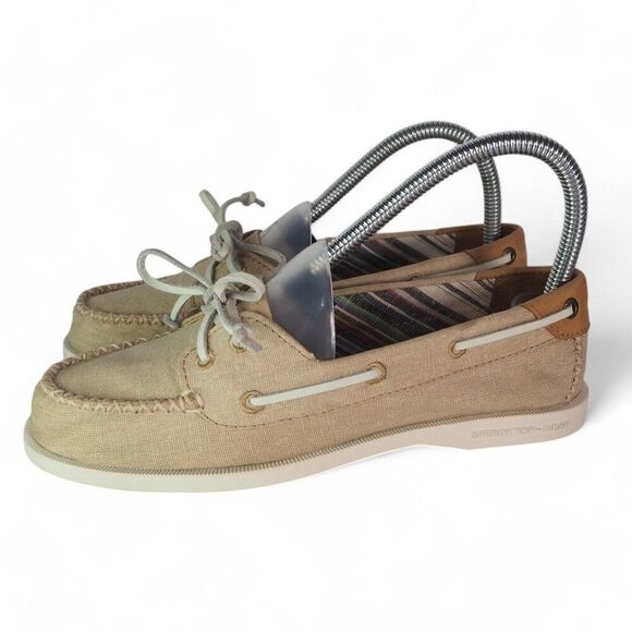 Sperry Authentic Original Venice 2- Eye Linen Boat Shoes "Natural" Women's 6.5M - Picture 2 of 12